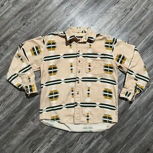 Vintage Seidensticker Southwestern Pattern Shirt M Beige Cotton